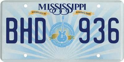 MS license plate BHD936