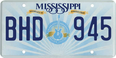 MS license plate BHD945
