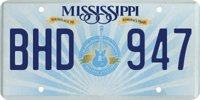 MS license plate BHD947