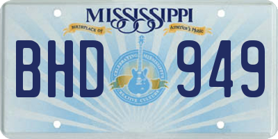 MS license plate BHD949