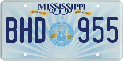 MS license plate BHD955