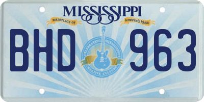 MS license plate BHD963
