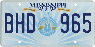 MS license plate BHD965