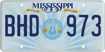 MS license plate BHD973