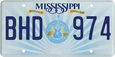 MS license plate BHD974