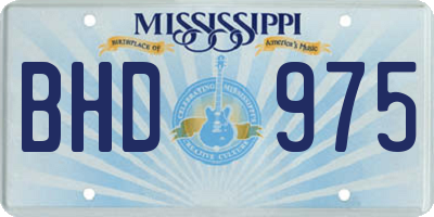 MS license plate BHD975