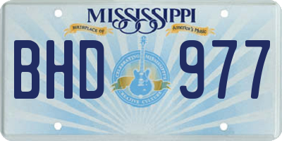 MS license plate BHD977