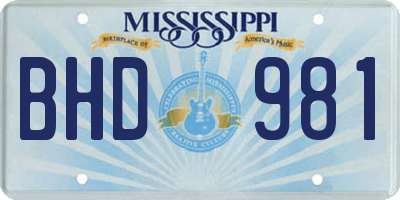 MS license plate BHD981