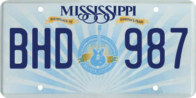 MS license plate BHD987