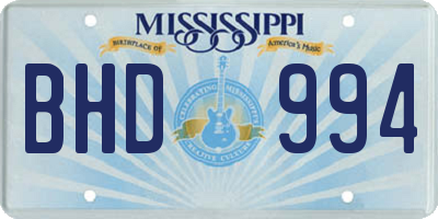 MS license plate BHD994
