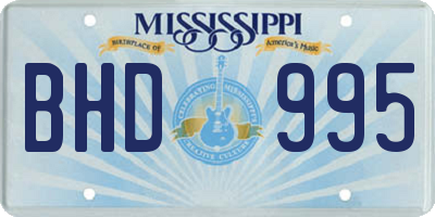 MS license plate BHD995