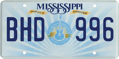 MS license plate BHD996