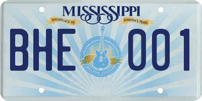 MS license plate BHE001