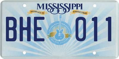MS license plate BHE011