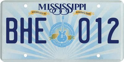 MS license plate BHE012