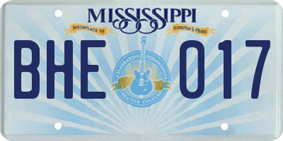 MS license plate BHE017