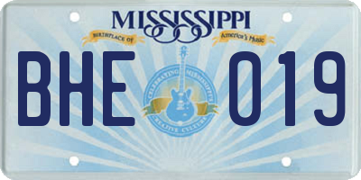 MS license plate BHE019