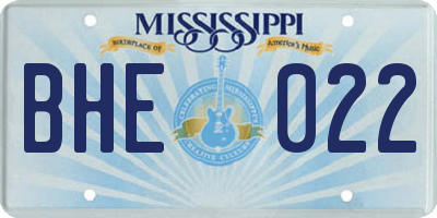 MS license plate BHE022