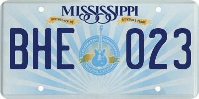 MS license plate BHE023