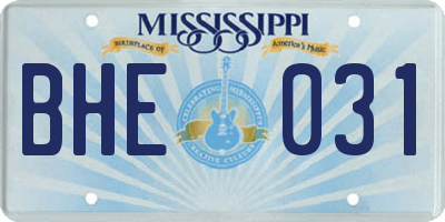 MS license plate BHE031