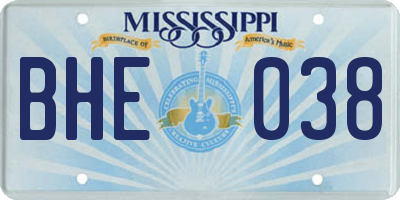 MS license plate BHE038