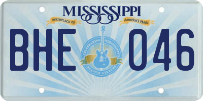 MS license plate BHE046