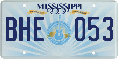 MS license plate BHE053