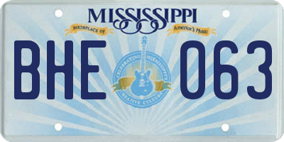 MS license plate BHE063