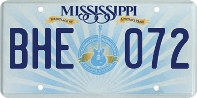 MS license plate BHE072