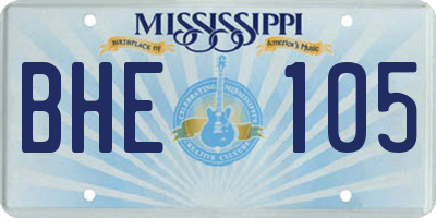 MS license plate BHE105