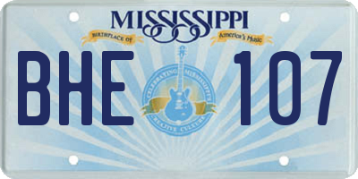 MS license plate BHE107