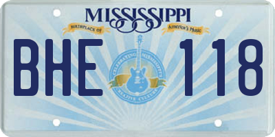 MS license plate BHE118