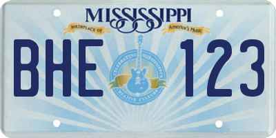MS license plate BHE123