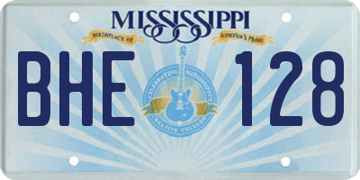 MS license plate BHE128