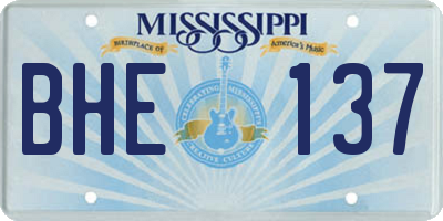 MS license plate BHE137