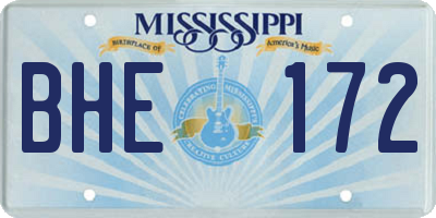 MS license plate BHE172