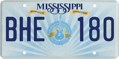 MS license plate BHE180