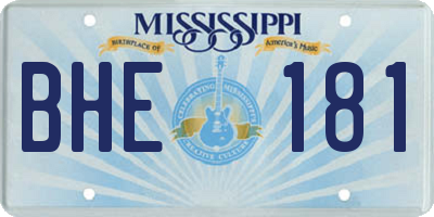 MS license plate BHE181