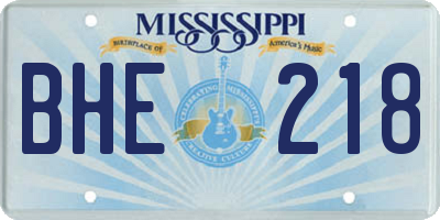 MS license plate BHE218