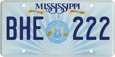 MS license plate BHE222