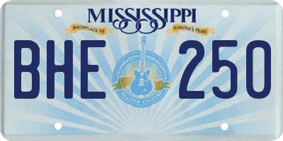 MS license plate BHE250