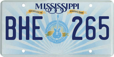 MS license plate BHE265