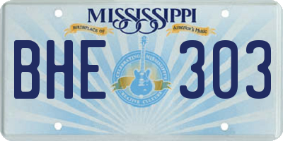 MS license plate BHE303