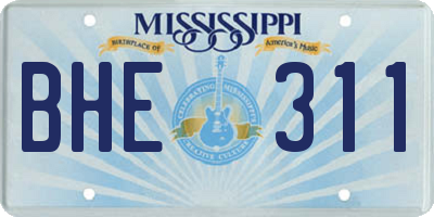 MS license plate BHE311