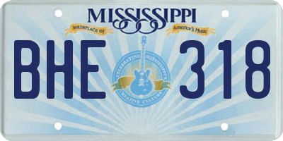 MS license plate BHE318
