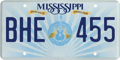 MS license plate BHE455