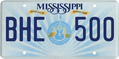 MS license plate BHE500