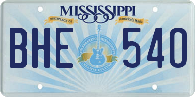 MS license plate BHE540