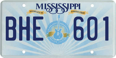 MS license plate BHE601