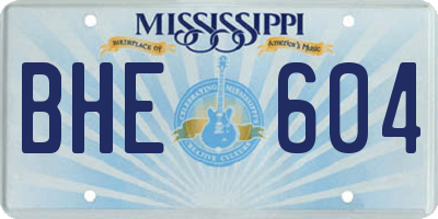 MS license plate BHE604
